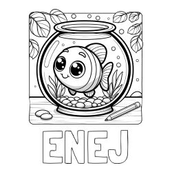 Pobarvanka imena ENEJ ter ribice