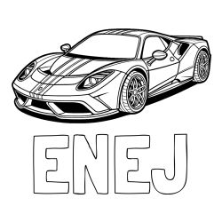Pobarvanka imena ENEJ ter športnega avtomobila