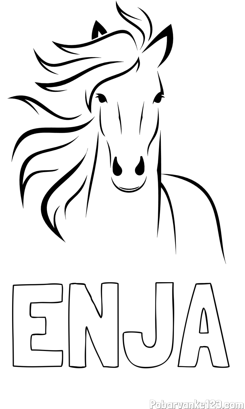 Pobarvanka imena ENJA in lepa pobarvanka konja