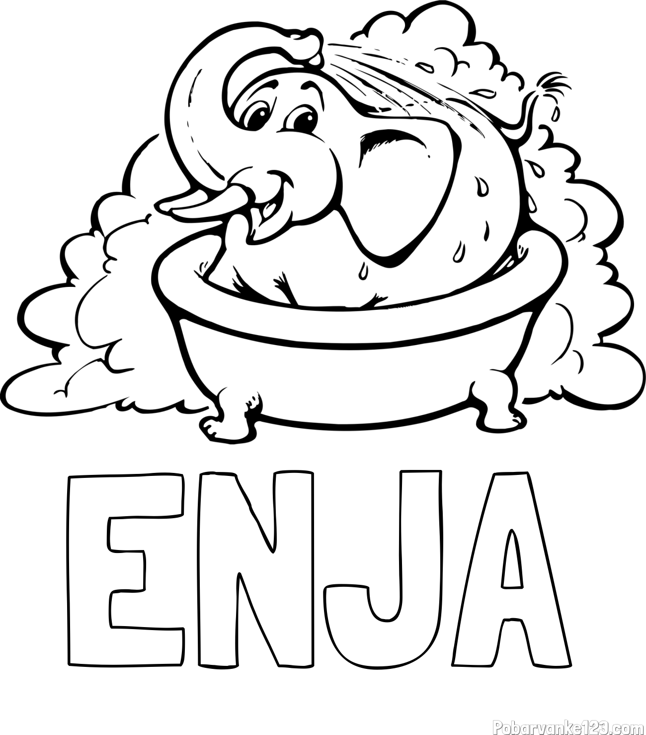 Pobarvanka imena ENJA in pobarvanka nasmejanega slončka