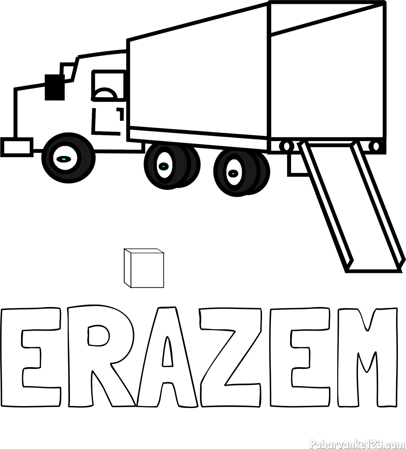 Pobarvanka imena ERAZEM in pobarvanka velikega tovornjaka pri nakladanju