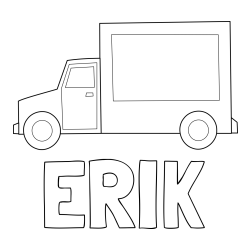 Online izdelana pobarvanka - Pobarvanka imena ERIK in otroška pobarvanka kamiona