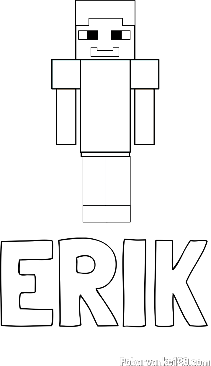 Pobarvanka imena ERIK in pobarvanka Minecraft glavnega junaka