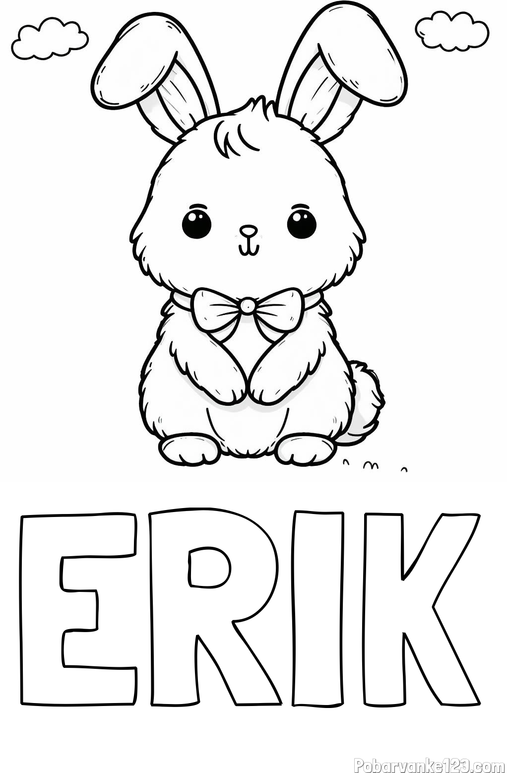 Pobarvanka imena ERIK in pobarvanka prikupnega zajčka