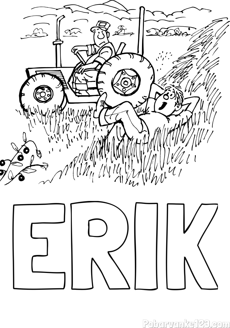 Pobarvanka imena ERIK in pobarvanka traktor