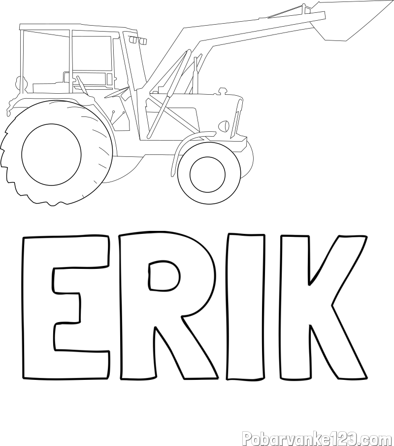 Pobarvanka imena ERIK in traktor 2