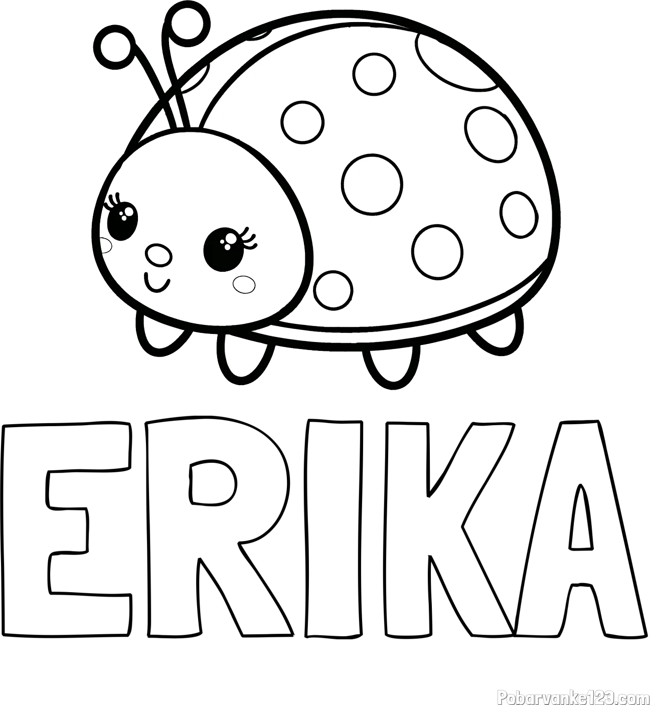 Pobarvanka imena ERIKA in pobarvanka ljubke pikapolonice