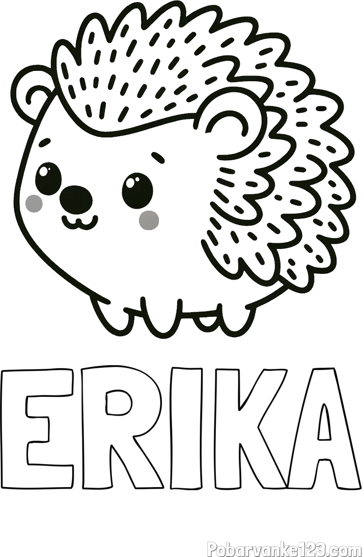 Pobarvanka imena ERIKA in pobarvanka ljubkega ježka