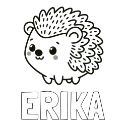 Online izdelana pobarvanka - Pobarvanka imena ERIKA in pobarvanka ljubkega ježka