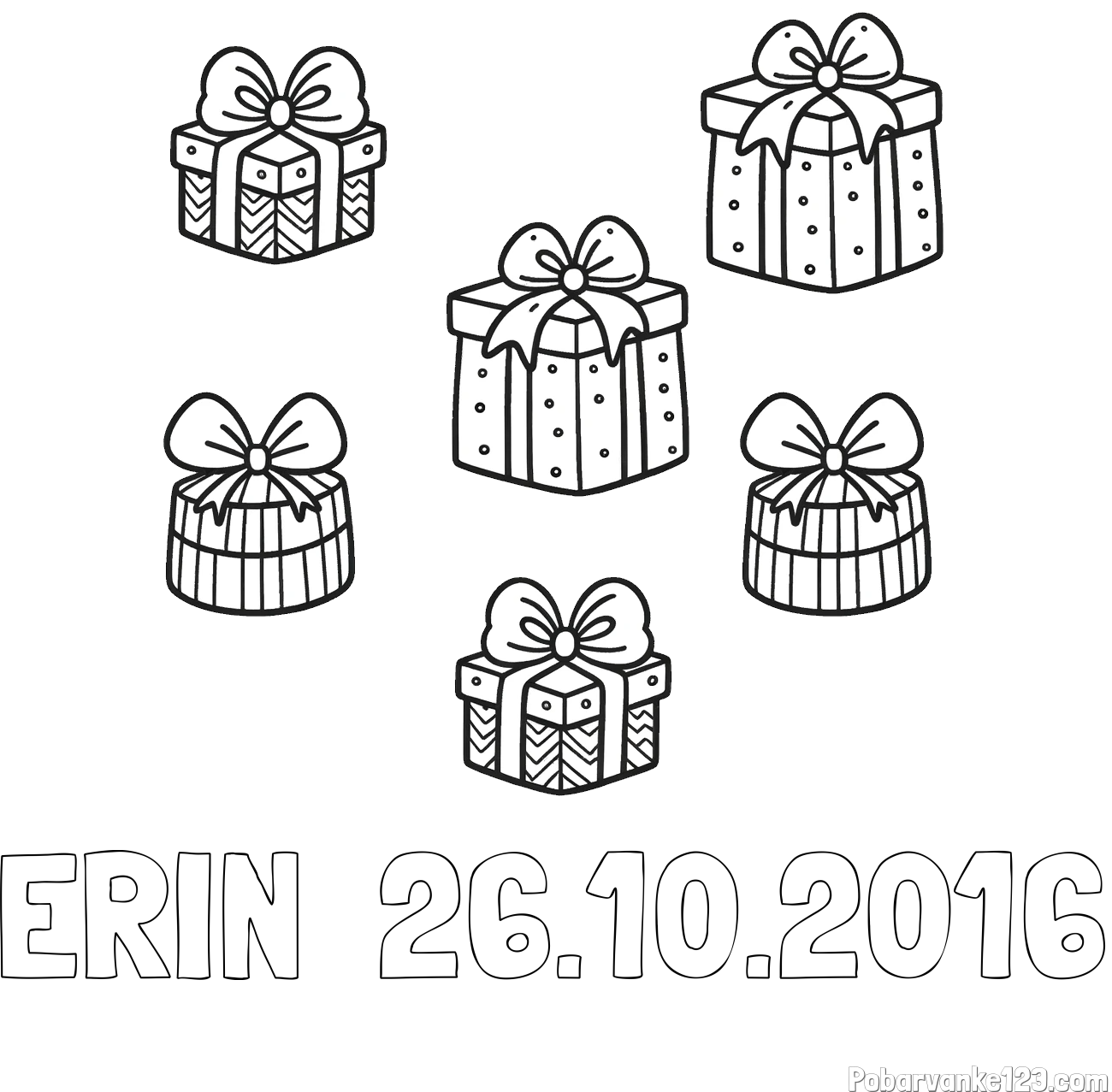 Pobarvanka imena ERIN  26.10.2016 in pobarvanka božičnih daril