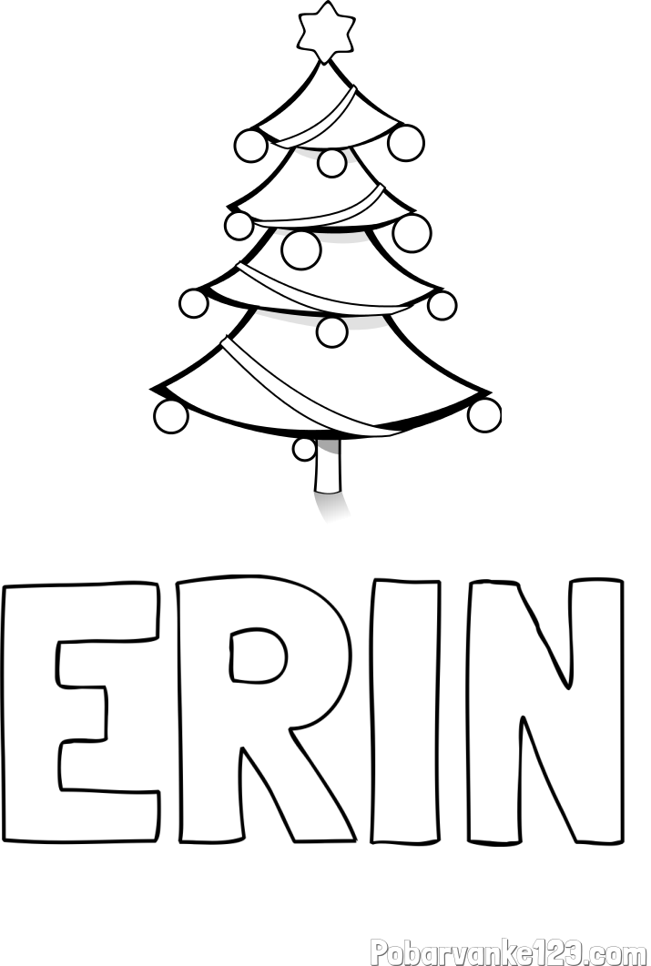 Pobarvanka imena ERIN in božična smreka