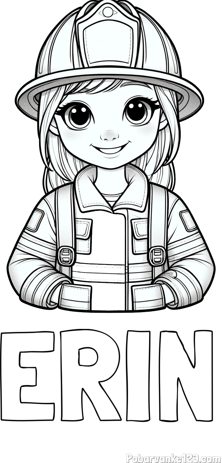 Pobarvanka imena ERIN in pobarvanka ljubke gasilke