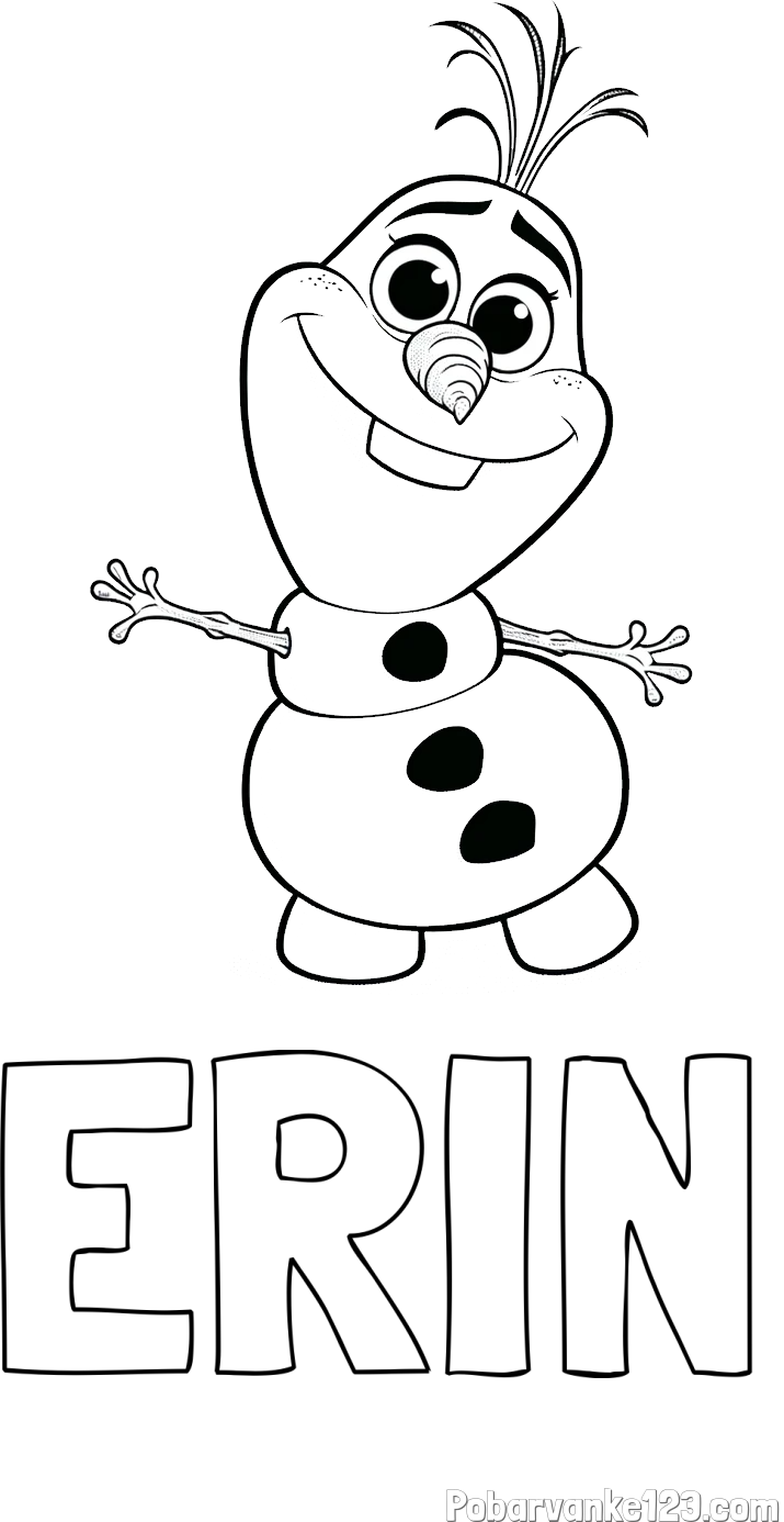Pobarvanka imena ERIN in pobarvanka prisrčnega snežaka Olaf