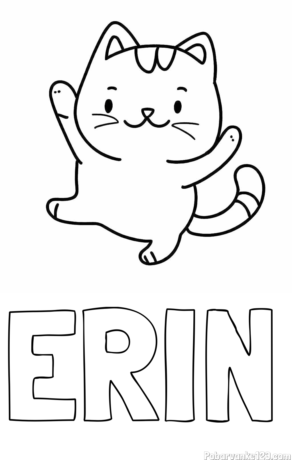 Pobarvanka imena ERIN in pobarvanka razigrane mačke