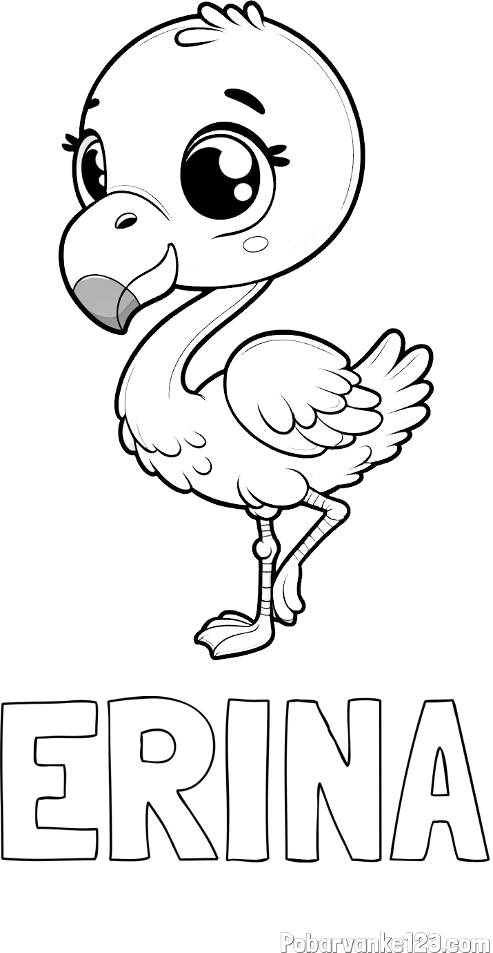 Pobarvanka imena ERINA in otroška pobarvanka flaminga