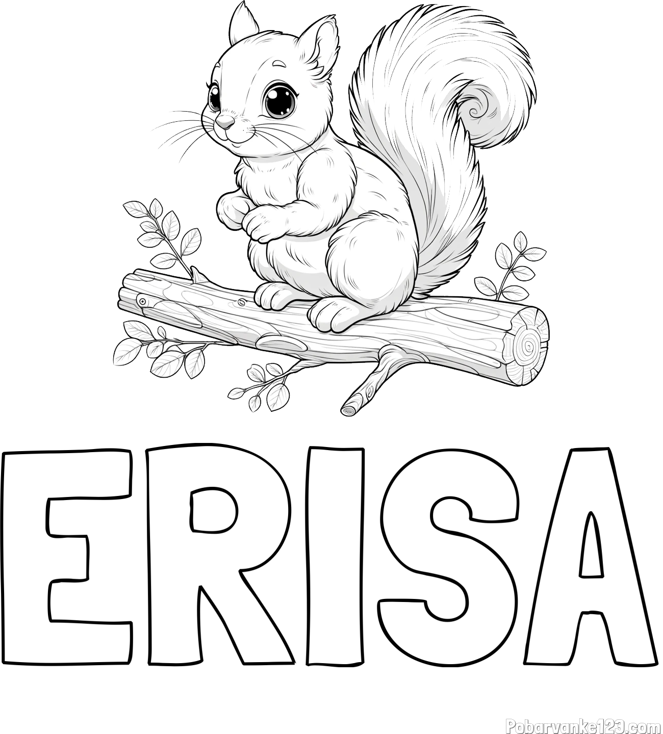 Pobarvanka imena ERISA in pobarvanka veverice na veji