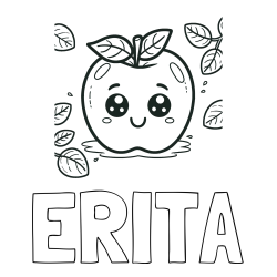 Online izdelana pobarvanka - Pobarvanka imena ERITA in pobarvanka nasmejane jabolke