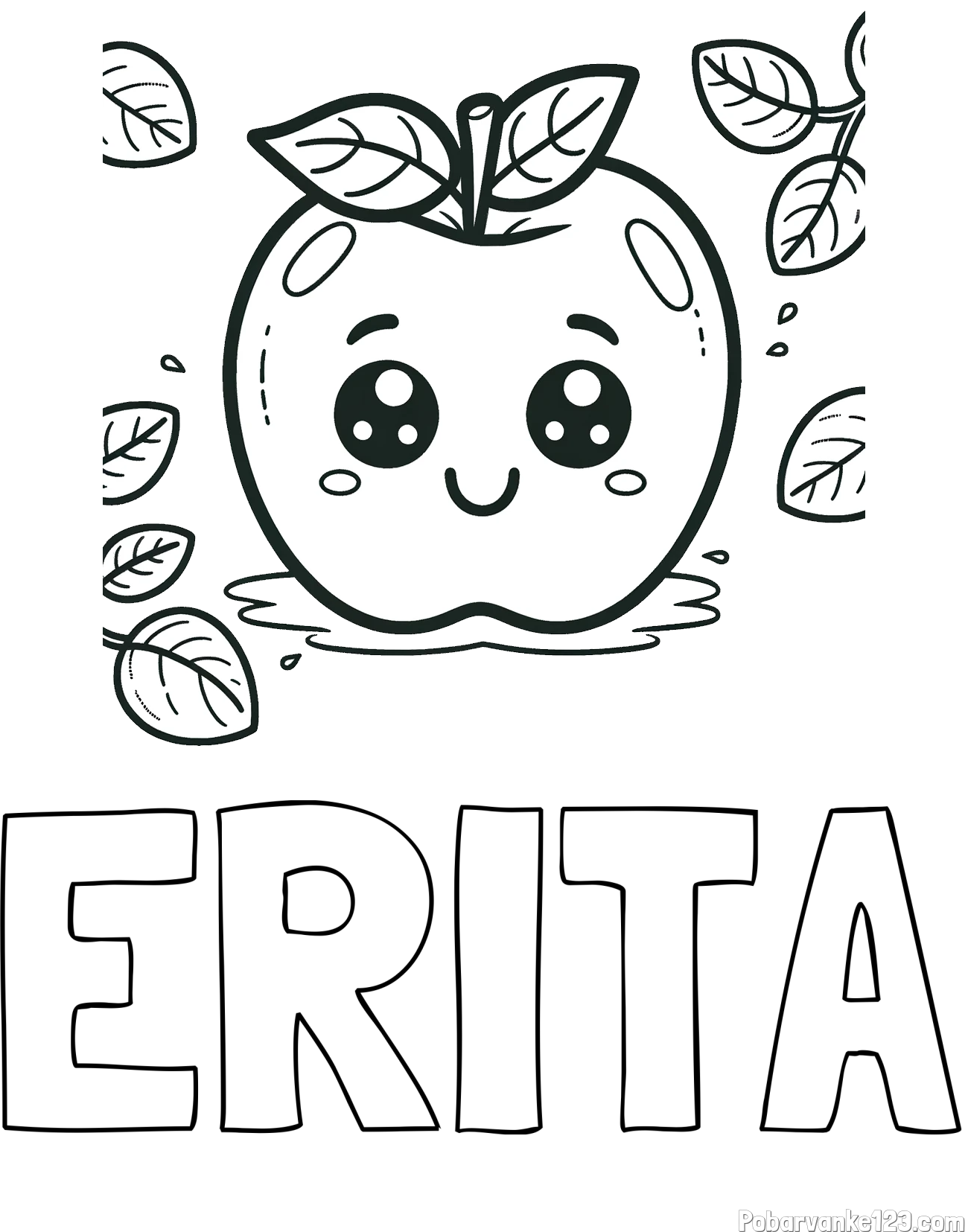 Pobarvanka imena ERITA in pobarvanka nasmejane jabolke