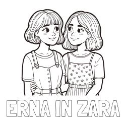 Online izdelana pobarvanka - Pobarvanka imena ERNA IN ZARA in pobarvanka dveh najboljših prijateljic