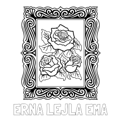 Online izdelana pobarvanka - Pobarvanka imena ERNA LEJLA EMA in pobarvanka  uokvirjene slike vrtnic