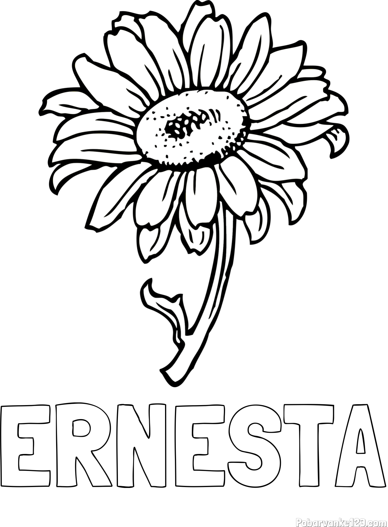 Pobarvanka imena ERNESTA in pobarvanka lepe sončnice