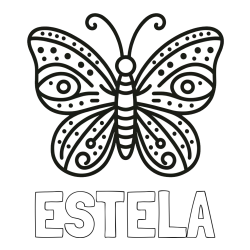 Online izdelana pobarvanka - Pobarvanka imena ESTELA in preprosta pobarvanka metulja