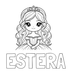 Online izdelana pobarvanka - Pobarvanka imena ESTERA in pobarvanka ljubke princese