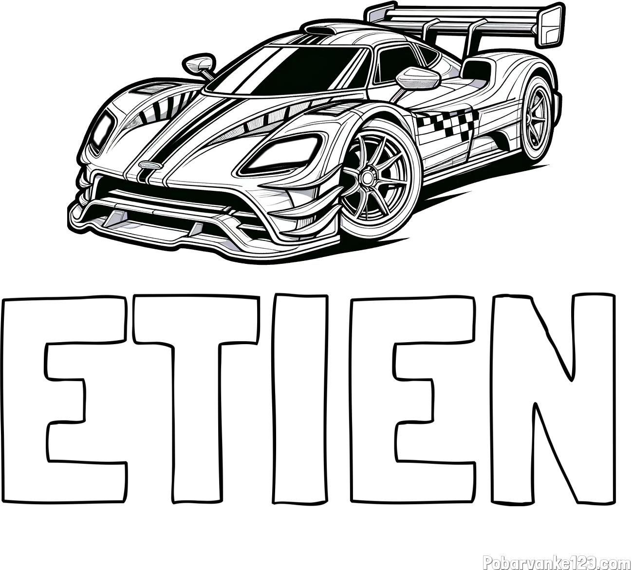 Pobarvanka imena ETIEN in pobarvanka modernega športnega avtomobila