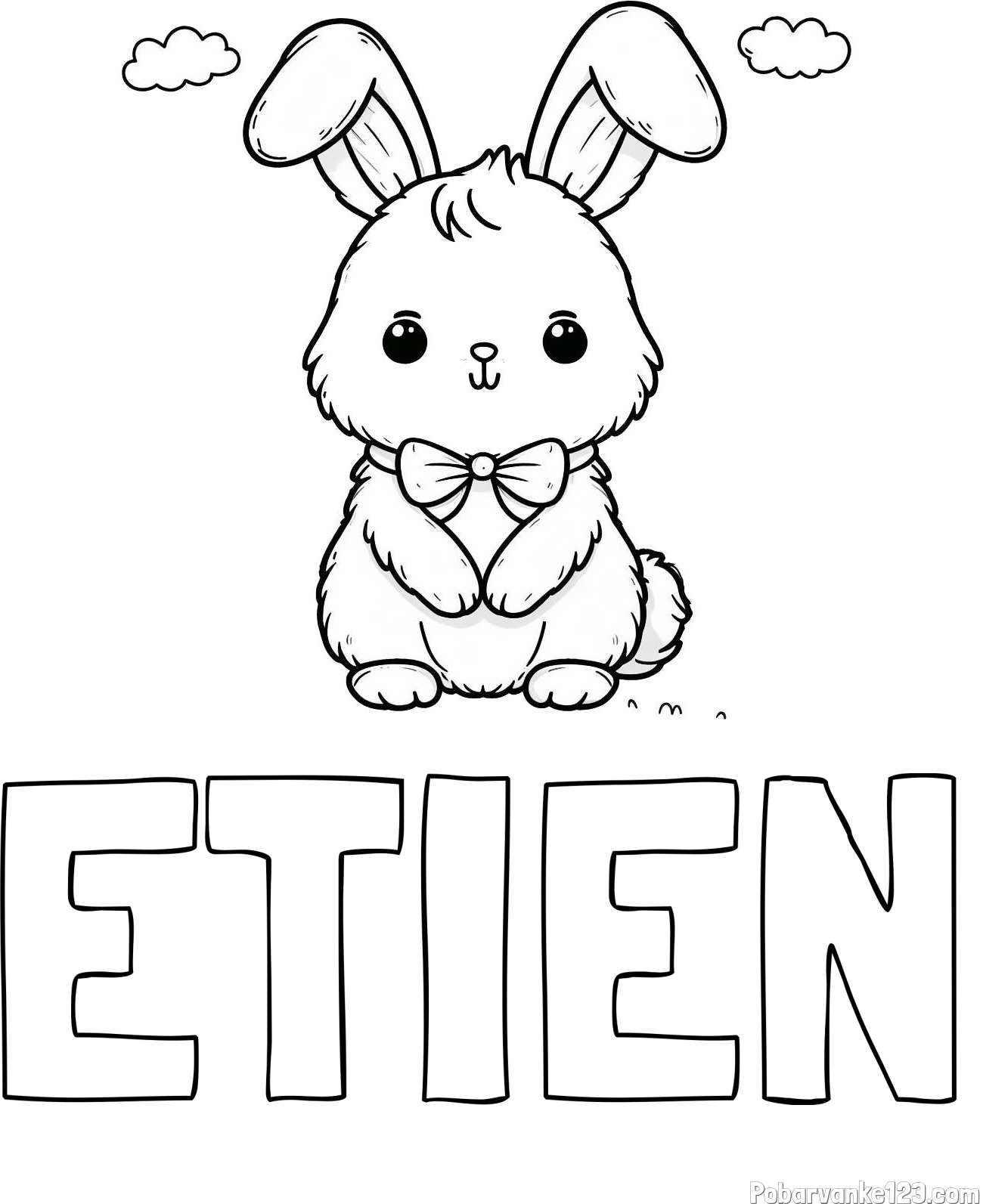 Pobarvanka imena ETIEN in pobarvanka prikupnega zajčka