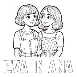 Online izdelana pobarvanka - Pobarvanka imena EVA IN ANA in pobarvanka dveh najboljših prijateljic