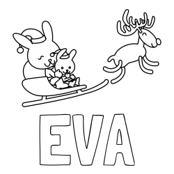 Pobarvanka imena EVA in božične sani