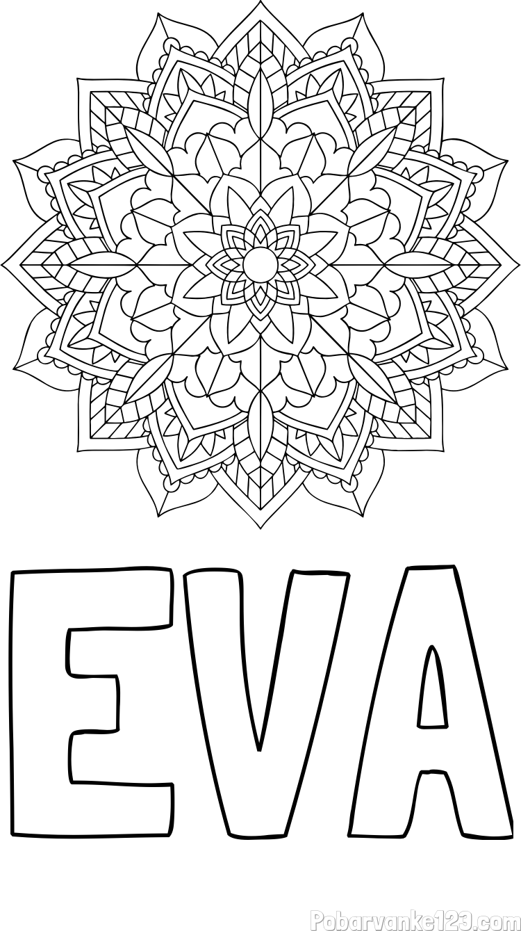 Pobarvanka imena EVA in Čudovita pobarvanka mendale