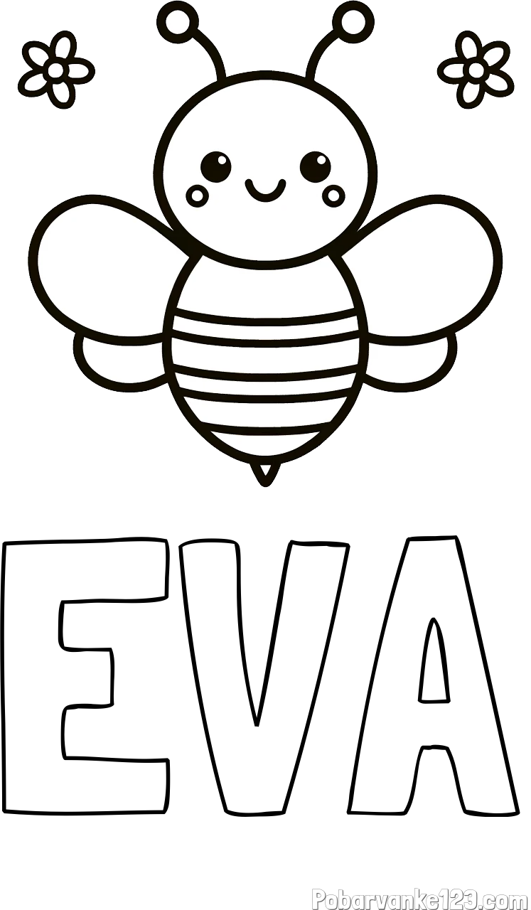 Pobarvanka imena EVA in otroška pobarvanka čebele