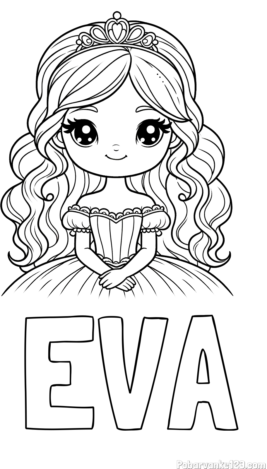 Pobarvanka imena EVA in pobarvanka ljubke princese