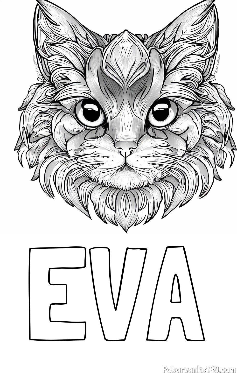 Pobarvanka imena EVA in pobarvanka mačke