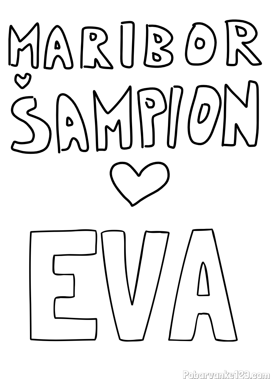 Pobarvanka imena EVA in pobarvanka MARIBOR ŠAMPION
