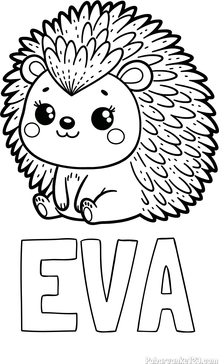 Pobarvanka imena EVA in pobarvanka nasmejanega ježka