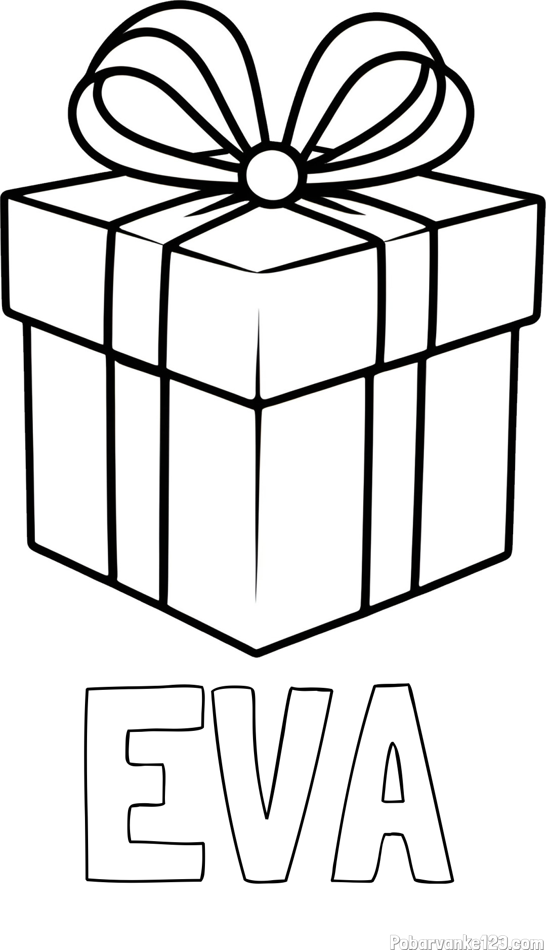 Pobarvanka imena EVA in pobarvanka preprostega darila