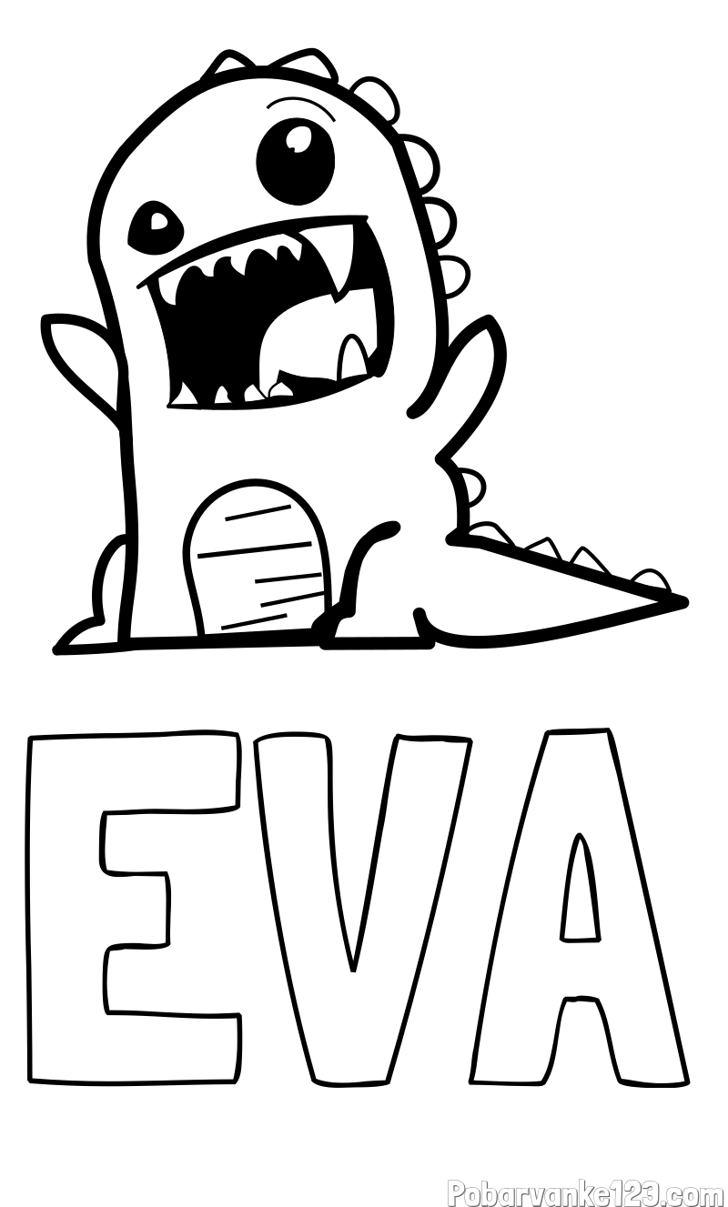 Pobarvanka imena EVA in pobarvanka strašnega dinozavra