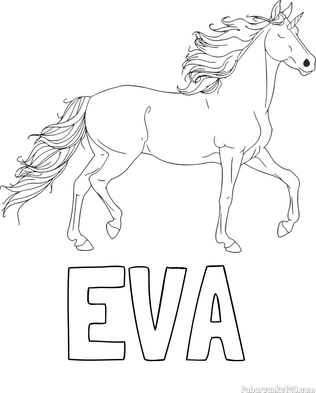 Pobarvanka imena EVA in samorog