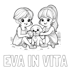 Online izdelana pobarvanka - Pobarvanka imena EVA IN VITA in pobarvanka prijateljic s kužkom