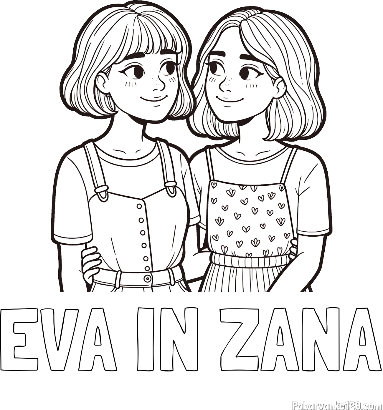 Pobarvanka imena EVA IN ŽANA in pobarvanka dveh najboljših prijateljic