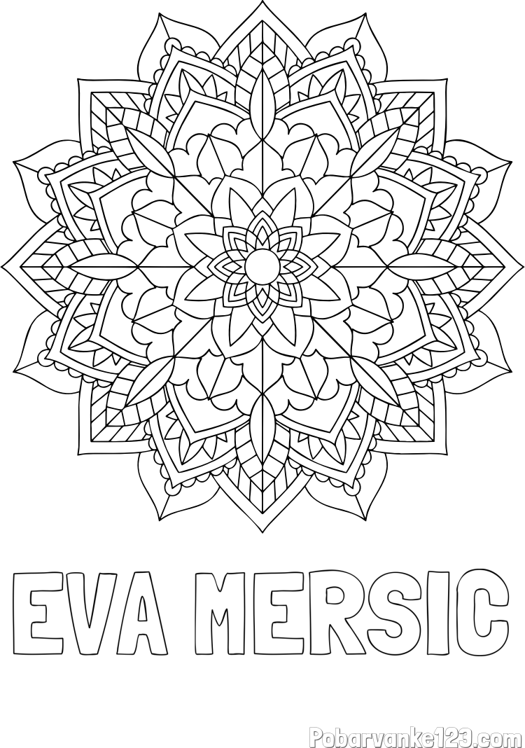 Pobarvanka imena EVA MERŠIČ in Čudovita pobarvanka mendale