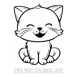 Online izdelana pobarvanka - Pobarvanka imena EVA VSE NAJBOLJŠE in pobarvanka prikupne mačke