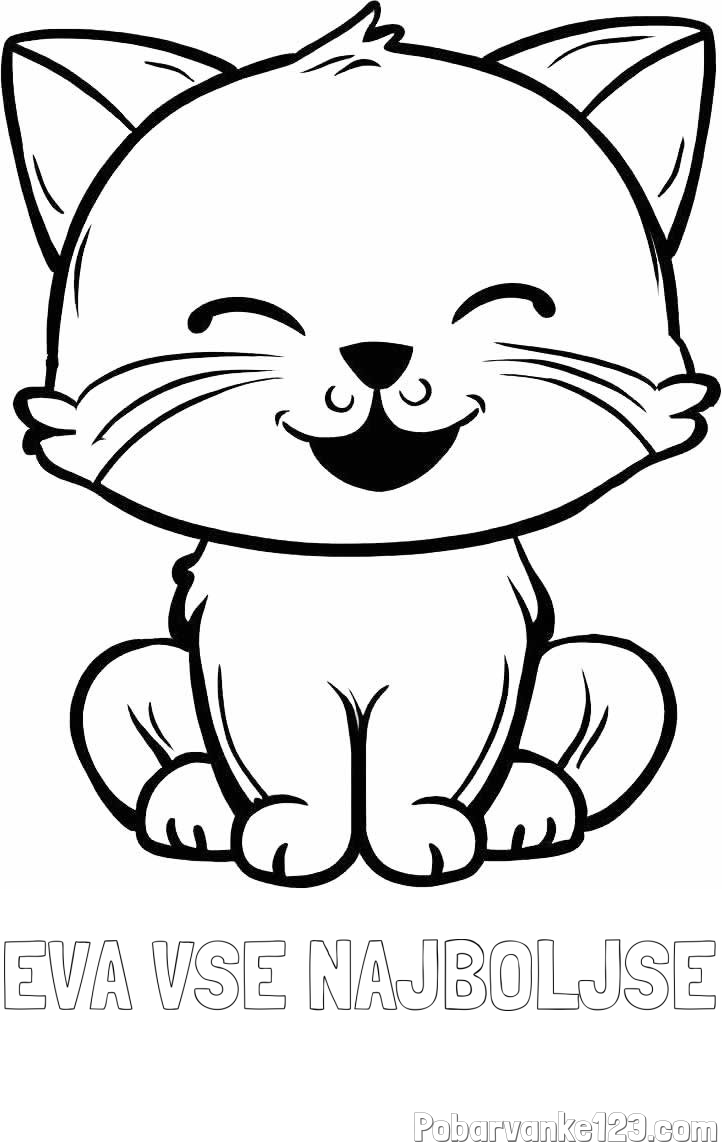 Pobarvanka imena EVA VSE NAJBOLJŠE in pobarvanka prikupne mačke