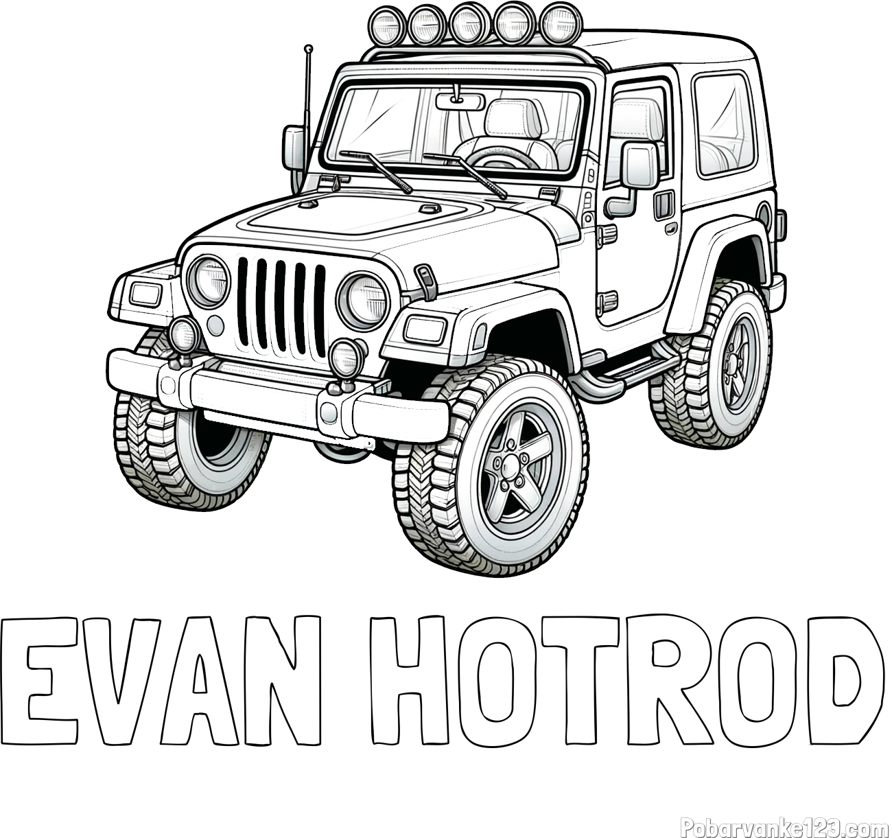 Pobarvanka imena EVAN HOTROD in pobarvanka džipa