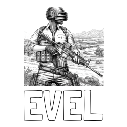 Online izdelana pobarvanka - Pobarvanka imena EVEL in PUBG pobarvanka za starejše