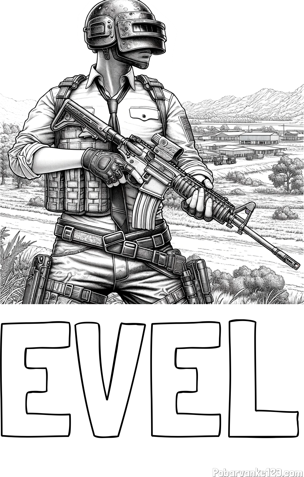 Pobarvanka imena EVEL in PUBG pobarvanka za starejše