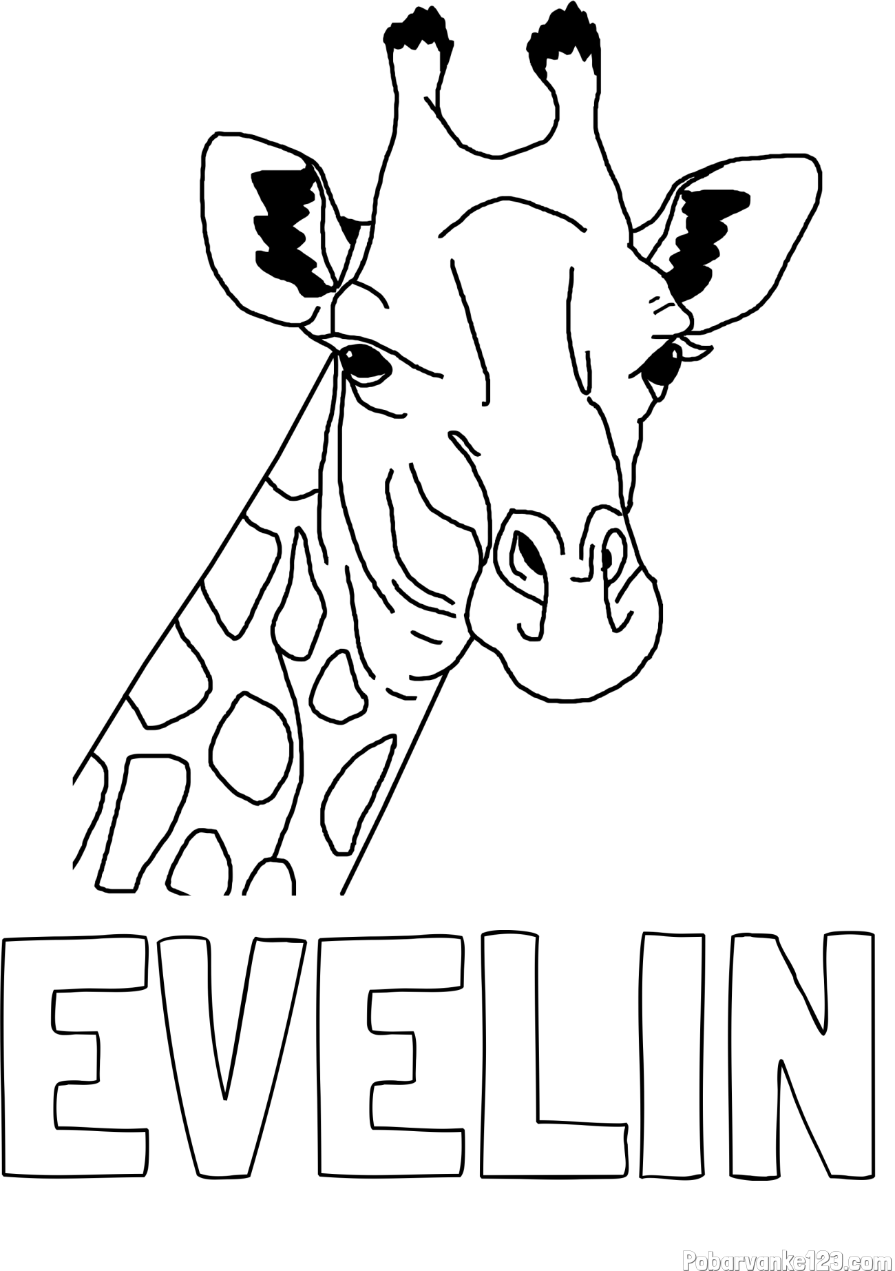 Pobarvanka imena EVELIN in lepa pobarvanka žirafje glave