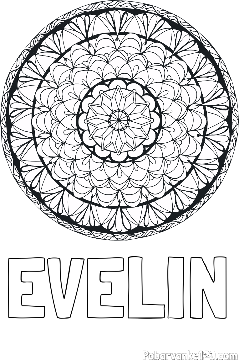 Pobarvanka imena EVELIN in mandale 4